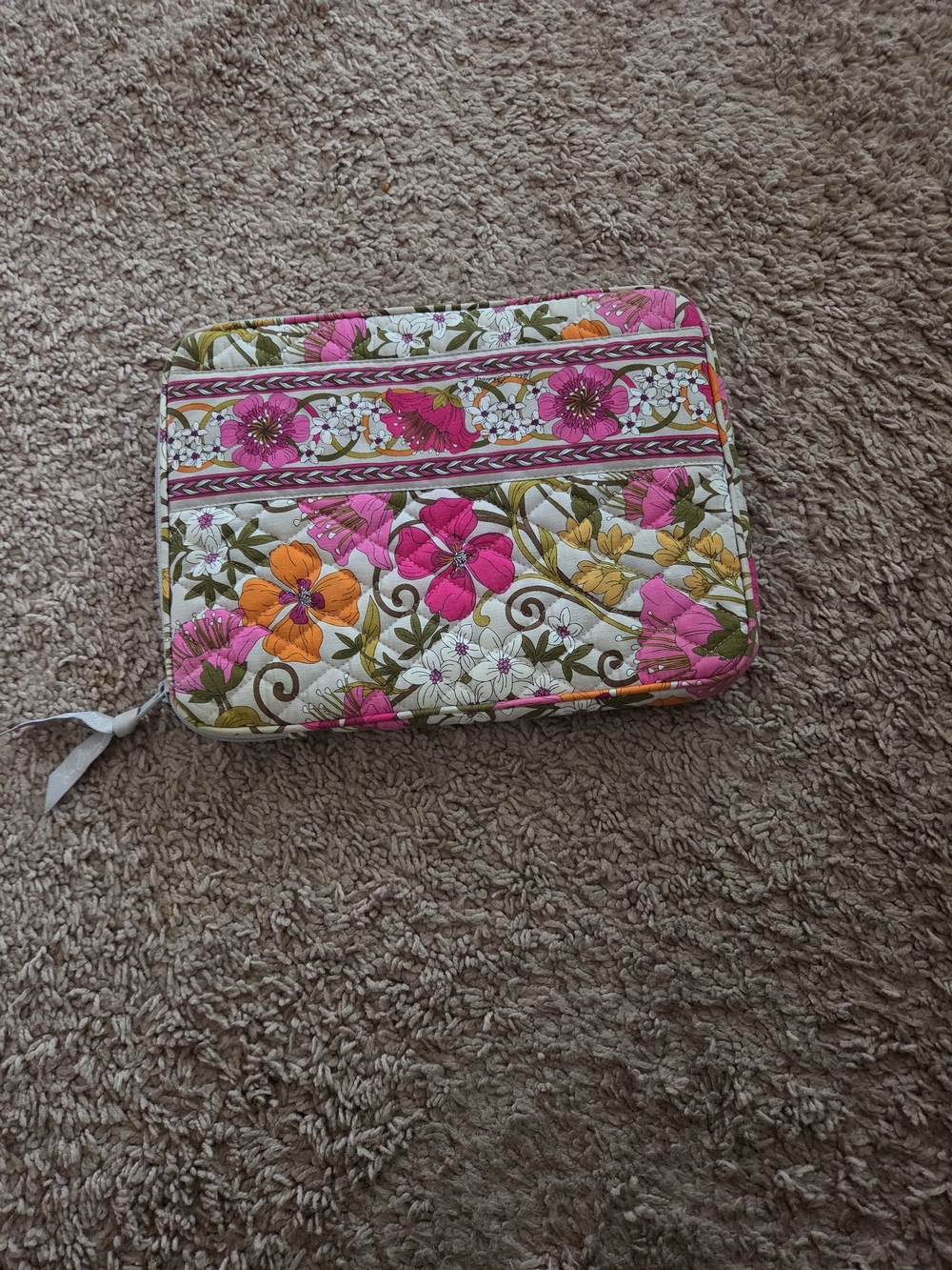 Vera Bradley Quilted Floral Cosmetic Case - Pink, Orange, Olive